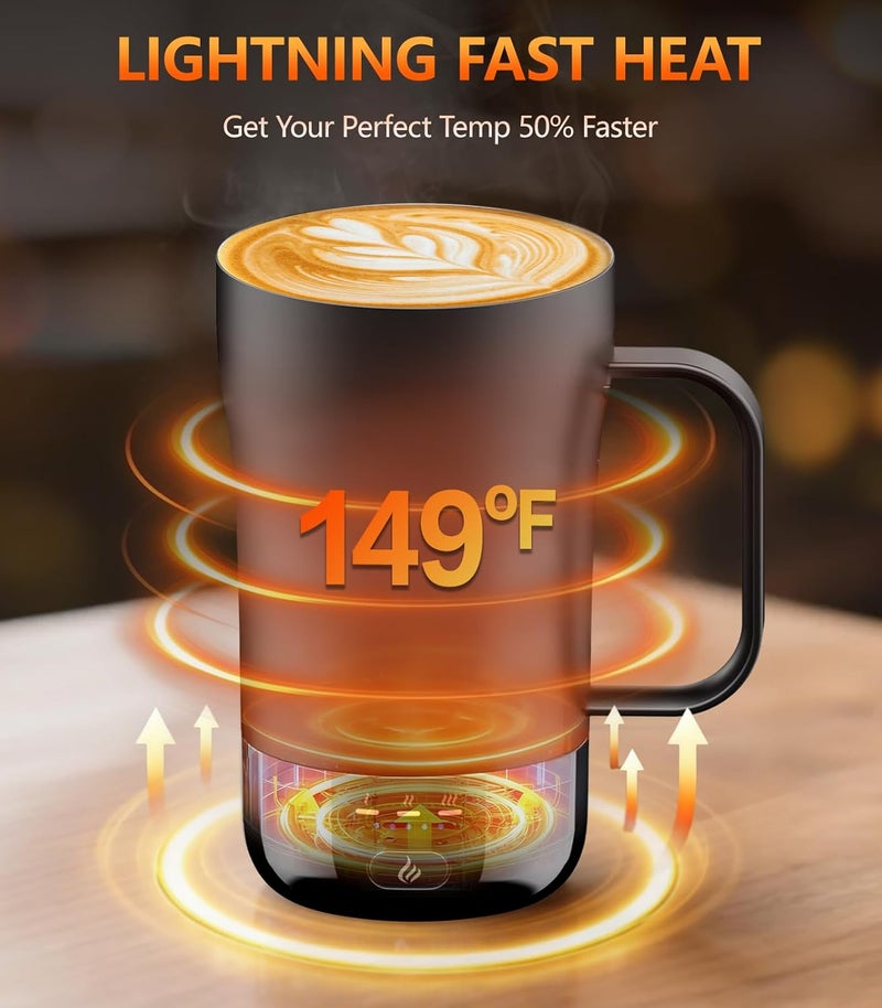 PUSEE Self-Heating Coffee Mug, 14oz Heated Coffee Mug Rechargeable - Temperature Control Cup Keep Drinks Hot, Smart Cup Great Gift for Women & Slow Sippers - Image 3